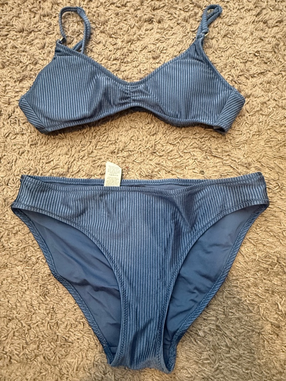 aerie Ribbed Slate Blue Bikini Set - Two-Piece Swim